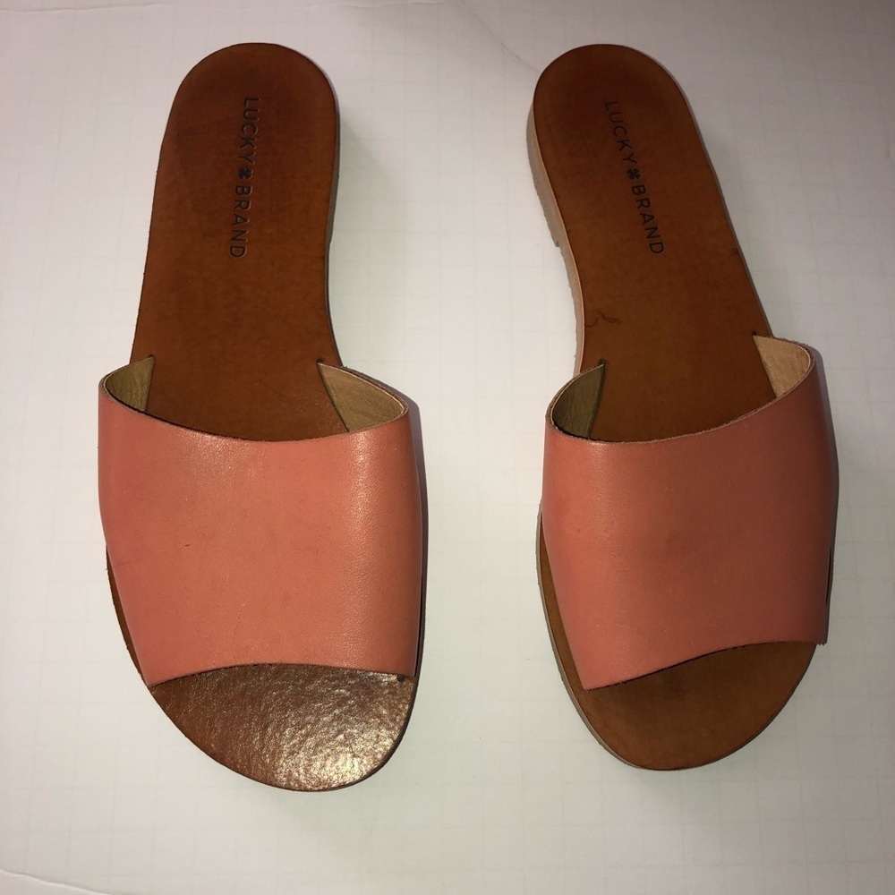 LUCKY brand Coral leather dorian slide sandals 8.5